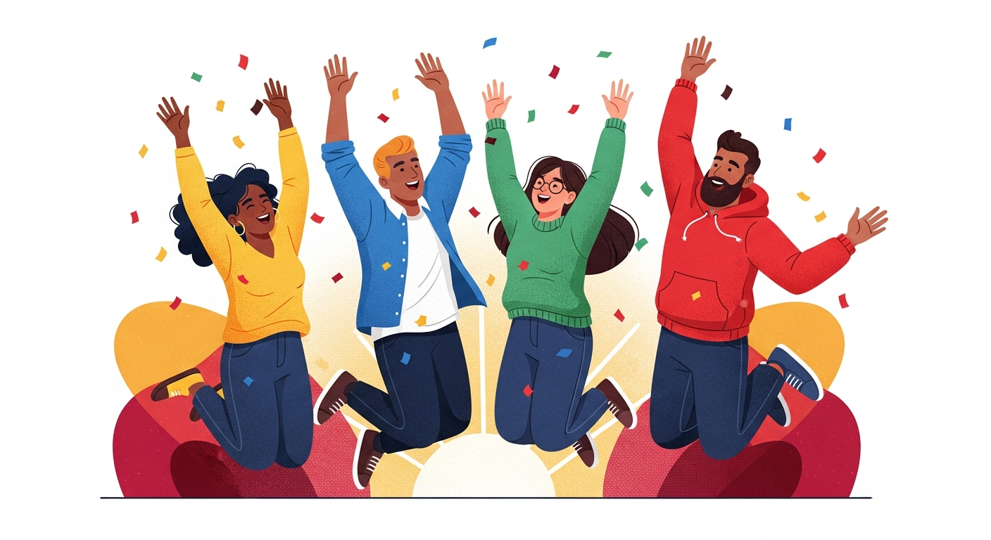 Candidates celebrating their exam success